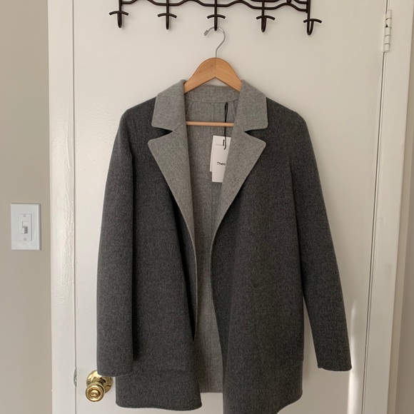 Theory Reversible Wool Cashmere Coat S 